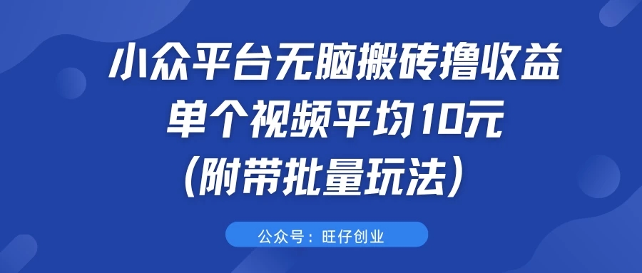 小众平台无脑搬砖撸收益(附带批量玩法）-学习资源论坛-交流广场-优选资源网_1