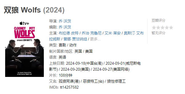 【新片速递】双狼（2024）欧美动作犯罪1080P英语中字.布拉德皮特.乔治克鲁尼-电影资源论坛-交流广场-优选资源网_1