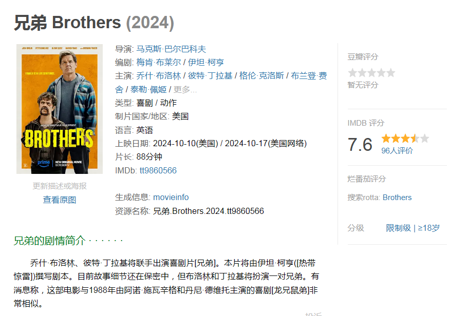 兄弟Brothers(2024)[美国喜剧动作]-电影资源论坛-交流广场-优选资源网_1